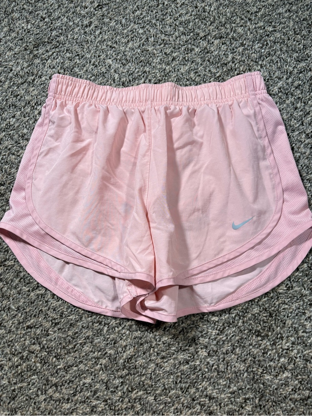 Nike Women's Pink Athletic Running Shorts with Small Swoosh